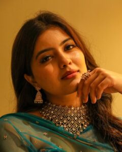 Amritha Aiyer Instagram - #REDTHEFILM Pre Release event ❄️ . Outfit: @archithanarayanamofficial Stylist : @akhila.dasari_ Jewellery : @gourijewelz Photography: @dineshbitla
