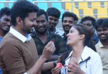 Amritha Aiyer Instagram - That Khushi moment and my inner Khushi moment 😍 I wish I could celebrate your birthday now just the same way my thalapathy Vijay sir ❤️❤️🎂🎉 Happy Birthday sir 🎉🎂 love you always #thalapathyvijay #thalapathy #hbdthalapathyvijay #bigil #bigilthendral