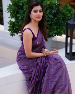 Amritha Aiyer Instagram - 🙂💜
.

Wearing : @label_ilma 
Styled by : @by_sarana
📸 - @ashokmak_photography
Jewel- @mspinkpantherjewel