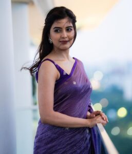 Amritha Aiyer Instagram - Your Beliefs don’t make you a better person, your Behaviour does 💜

Wearing : @label_ilma 
Styled by : @by_sarana
📸 - @ashokmak_photography
Jewel- @mspinkpantherjewel