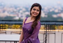 Amritha Aiyer Instagram - Your Beliefs don’t make you a better person, your Behaviour does 💜 Wearing : @label_ilma Styled by : @by_sarana 📸 - @ashokmak_photography Jewel- @mspinkpantherjewel