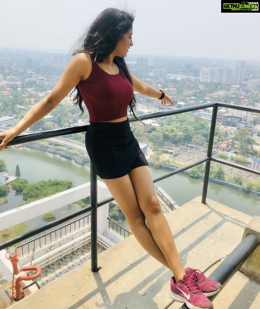 Anjali P Nair Instagram - Let’s try feeling on the top of the world most of the time!!... Happy women’s day to every strong hearted and fierce women i know. Let there be no more boundaries stopping you from reaching heights no one has. Let no one criticise you for being a feminist or for taking a stand..Because you are after all a woman. To supporting yourself first. To loving yourself first🥂 Kochi, India
