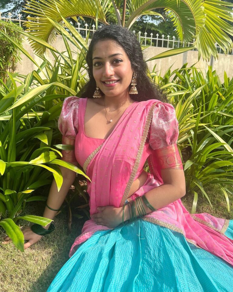 Anjali P Nair Instagram - Pongal special🌸🌸….! Costume courtesy: @labelswarupa 🤍