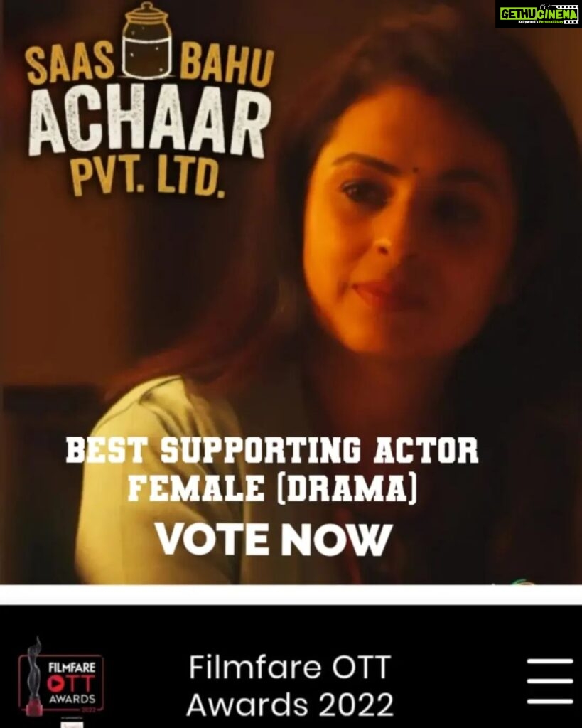 Anjana Sukhani Instagram - FILMFARE..Fortunate to be nominated in Best supporting actress category for #saasbahuachaarpvtltd Link in bio Somewhereontheearth