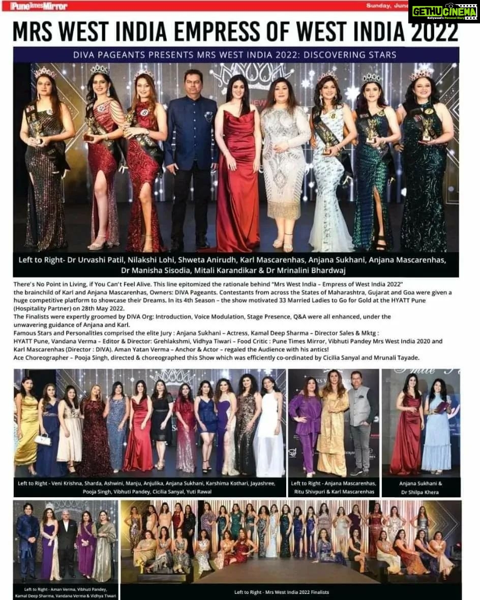Anjana Sukhani Instagram - It was a fun evening judging @diva.pageants #mrswestindiaempressofwestindia Styled by meraki Managed by @mediavantage HNM styling team @karl_mascarenhas @divaanjana @vidhyatiwari @diva.pageants @amanyatanverma @hyattpune #event #judgelife #artist @thepunemirror Hyatt Pune