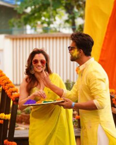 Ankita Lokhande Instagram - Another year, Another #AnViKiRasleela! Happy Holi everyone ❤️♥️💙💜🖤💚