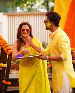 Ankita Lokhande Instagram - Another year, Another #AnViKiRasleela! Happy Holi everyone ❤️♥️💙💜🖤💚