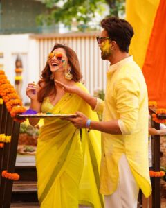 Ankita Lokhande Instagram - Another year, Another #AnViKiRasleela! Happy Holi everyone ❤️♥️💙💜🖤💚