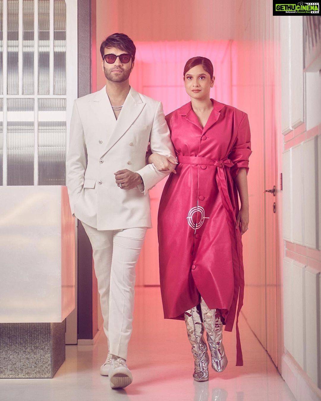 Ankita Lokhande Instagram - “Whatever our souls are made of, His and mine are the same .” Vicky Styled by - @castelino_priyanka Outfit- @motifbyudhaymahajan Shot by - @rohitsrivastava_ #aboutlastnight #htstyleawards #anvikikahani