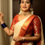 Anusree Instagram – Saree is great in any colour but this combination is an epitome of elegance..for every girl. Feeling sassy, feeling loved , feeling  like a Diva…..

MaH @pinkyvisal 
Accessories @varuthri_findings