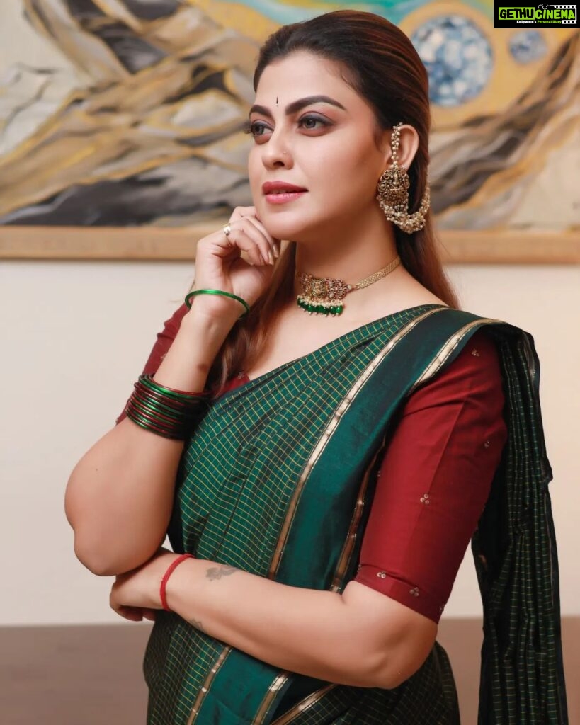 Anusree Instagram - The green shade of the dress complemented her skin tone and brought out the vibrancy of her eyes... MaH @pinkyvisal Click @pranavraaaj Styling @sabarinathk_ Necklace & earrings @varuthri_findings