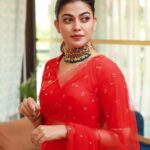 Anusree Instagram - Red is a bit of Everything... Kinda classy.. Kinda Crazy....❤️ MaH @sijanmakeupartist Click @pranavraaaj Saree @veenavijiclothing Neckpiece @varuthri_findings