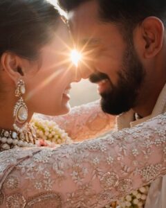 Athiya Shetty Instagram - “In your light, I learn how to love…” ♥️ 

Today, with our most loved ones, we got married in the home that’s given us immense joy and serenity. With a heart full of gratitude and love, we seek your blessings on this journey of togetherness. 🙏🏽