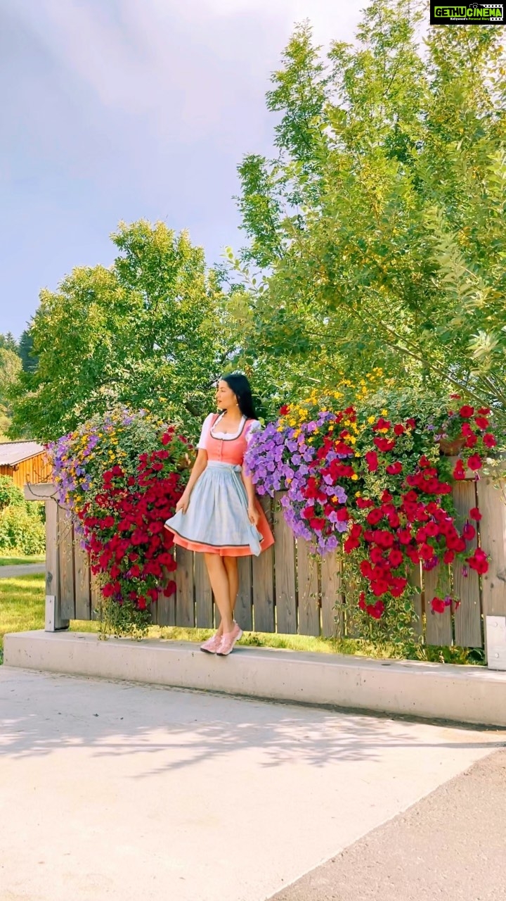 Celina Jaitly Instagram - An Indian song in a corner in Austria !! After all, a flower needs to be cherished in order to bloom !!! Austria 🇦🇹❤️🇮🇳India #austria #alpinelife #celinajaitly #celinajaitley #celina #indianactress #punjabisongs #indiangirl #austriangirl #missindia #missuniverse #dirndl #dirndlliebe #österreich #bollywood #naturelovers #flowers #flowerstagram #alpinebabes #europeangirl #europeanlife #serenade Austria, Europe