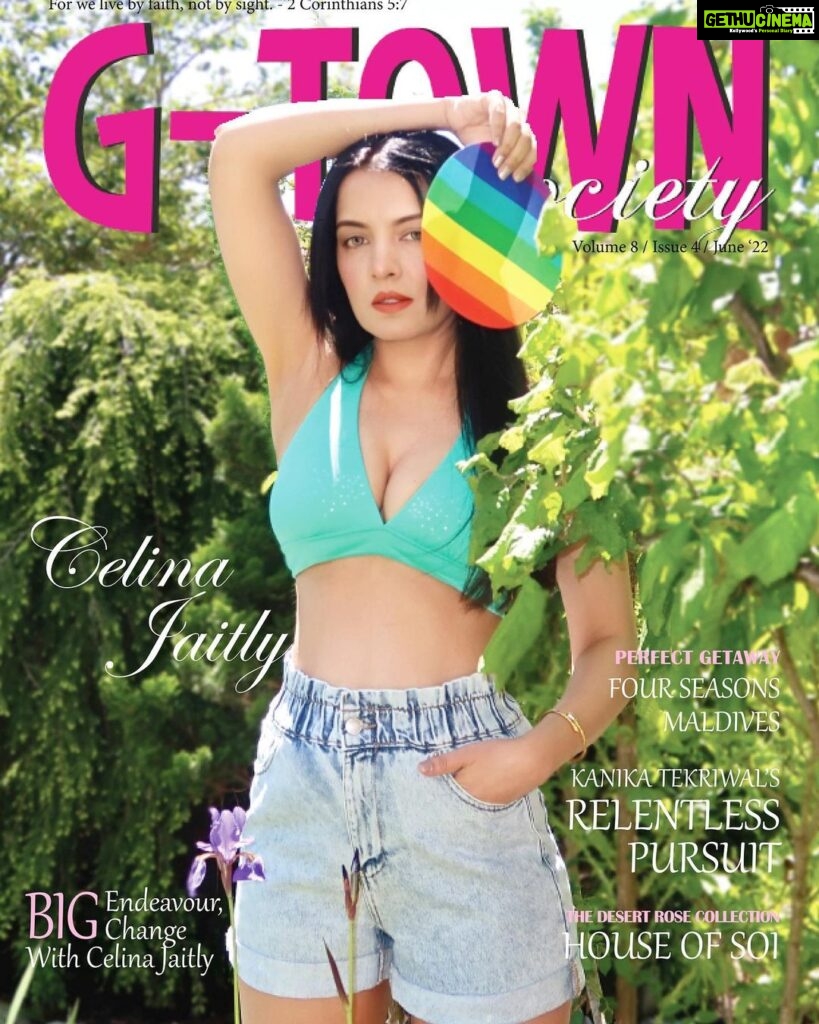 Celina Jaitly Instagram - CELINA JAITLY HAAG ON COVER OF “G-TOWN SOCIETY MAGAZINE” (June-July 2022 Issue) Feeling blessed !! My 4th Magazine cover of 2022, thank you @gtownsociety & Nishi Stephen for this wonderful cover story. Get your copy today and read about my journey and work with #lgbtq rights & @unitednations @free.equal Want to know how I keep myself fit and fabulous after two sets of twins ?? Here is a peek into my secret: “The pain you feel today, will be the strength you feel tomorrow.” Working out is a lifestyle for me and not something I need to take out time for. Even throughout my two twin pregnancies I worked out until the doctor said otherwise. I believe in Yoga and weightlifting they are my usual go to. I do high altitude hiking for cardio. Read more get your @gtownsociety copy now. Also available on Magster & Isuu Cover Photo: @haag.peter Location : Vienna | Austria #magazine #covergirl #celina #celinajaitly #celinajaitley #beautifulwomen #lgbt #pridemonth #beautyqueen #missindia #bikini #turquoise #coverstory #missuniverse #indianactress #austriangirl #indiangirl #bollywood #inspirational