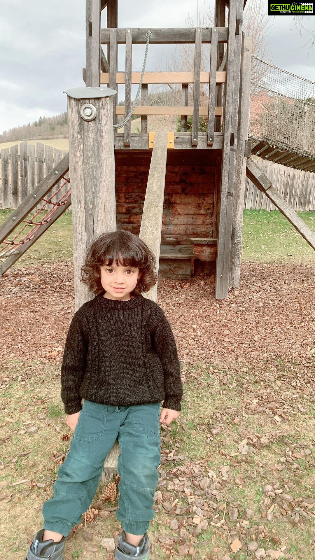 Celina Jaitly Instagram - Mummy & Artu’s @arthurjhaag playtime moments!! (Must Watch if you love birdsong) This is what playtime includes in a 4 year olds life at 3500 Ft above sea level in Austria. Spring is…. Well.. almost here in our alpine home. The snow has melted and baby bird can finally venture out into the backyard. It’s so important to let your toddler navigate on his own and it’s such a blessing to have birdsong from nature as background score. I believe in being there to guide and support your baby but let him /her find their own footing. #toddlersofinstagram #austria #arthurjhaag #arthur #celina #celinajaitly #celinajaitley #babynumber3 #twinsplusone #bollywood #babys #littleboy #alpinelife #naturelovers #kidsinnanture #weekendvibes #weekend #internationalfamily