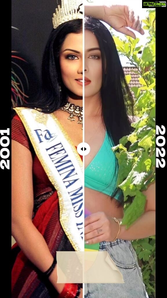 Celina Jaitly Instagram - DONT AGE… ….. EVOLVE !! 22ND ANNIVERSARY | MS INDIA UNIVERSE 2001 MS UNIVERSE RUNNERS UP 2001 #celinajaitly #celinajaitley #celina #missindia #missuniverse #beautyqueen #bollywood #indianactress #indianwomen #beforeandafter