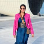 Chahatt Khanna Instagram - Last day in the city of winds … Outfit- @ammarzofashion #baku #chahattkhanna #travel #indian #holiday #vaccay #city Heydar Aliyev Center
