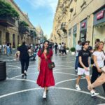 Chahatt Khanna Instagram - Just a girl in Red dress .. @ammarzofashion #fashion #dress #reddress #chahattkhanna #ammarzo #azarbaijan #baku #travel #travelgram #beautifuldestinations #liveit Baku, Azerbaijan