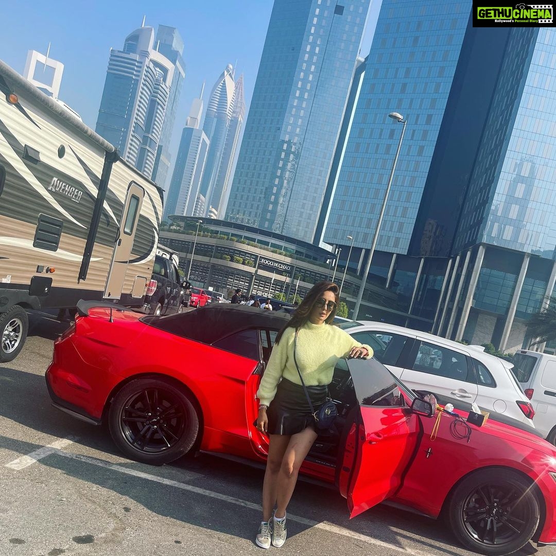 Chahatt Khanna Instagram - Alpha females don’t run in packs 🇦🇪 #bts #ck #uae #dubai #chahattkhanna #supercar #mustang #sportscars #music #shoot Dubai, United Arab Emiratesدبي