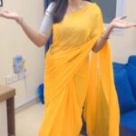 Chaitra Rai Instagram - 💛⭐🌻 #reels #reelsinstagram #reel #oldisgold #saree #trending #reelsinstagram #trendingreel #reelkarofeelkaro #telugu #hit #song #feelthesong #teluguactress #kannadaactress #timepass #reelvideo #thankful #chaithrarai17❤