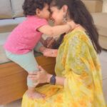 Chaitra Rai Instagram - My god’s gift 💝 @nishkashetty_official 🧿💗🧿 #myworld #momanddaughter #babygirl #cuteness #cutenessoverload #nishkashetty #trendingreels #trend #babyreels #thankful #blessed #chaithrarai17