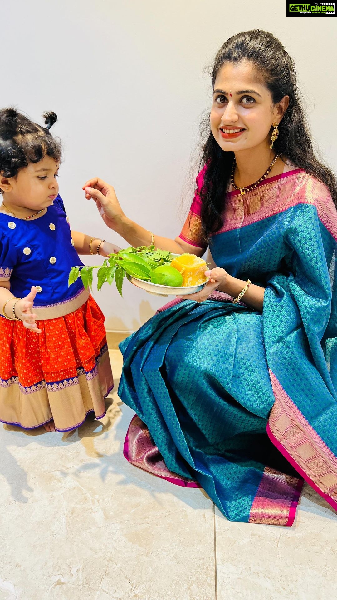 Chaitra Rai Instagram - Happy Ugadi 🍃♥️ @nishkashetty_official 🧿 Nishka’s beautiful outfit by: @asvi_designers ♥️ Saree: @mkr_pattu_sarees_wholesale ♥️ #happyugadi #ugadi #happyfestival #2023 #traditional #outfit #pattu #pattulanga #traditionalday #festivevibes #reelsinstagram #reelitfeelit #reelkarofeelkaro #reelsindia #trending #thankful #nishkashetty #chaithrarai17