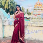 Chaitra Rai Instagram - 'Life is not about finding yourself.. Life is about creating yourself ‘😍♥️ Saree: @mkr_pattu_sarees_wholesale ♥️ #devine #feelings #friday #vibes #photooftheday #photography #saree #sareelove #antarvedi #lakshminarasimha #swamy #temple #thankful #chaithrarai17