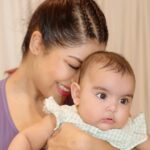 Debina Bonnerjee Instagram - This is how my lau is looking after her ear piercing wearing her first earring . #👶🏻 #👂