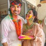 Debina Bonnerjee Instagram - Happy holi ! Our holi with little colours, lots of love and loads of blessings. . . . . . . #happyholi #gurbina #gurmeetchoudhary #debinabonchoudhary