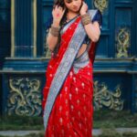 Delna Davis Instagram - . Mua @kalaiartistry . Hairstylist @stunning_brides_by_sai . 📸 @single_sparrow_photography . Ornaments @chennai_jazz . Saree @kanmani_fashion_world