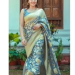 Dhanya Mary Varghese Instagram - Few more clicks😊 👗 @the.cottonmill MUA @divyas_makeover_ 📸@gladmantisphotography ##dhanyamaryvarghese #saree #sareefashion ##sareedraping #sareelove #elegance #banarasisaree #banarasi #makeupartist #actor #mallu #seetha#seethakalyanam #biggboss #biggboss4 #biggbosstop5 #biggbossmalayalam #model ##photooftheday #photography #wedding #weddingphotography