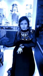 Dhanya Mary Varghese Instagram - Obsessed with Wednesday🖤

👗:@houseofemkaydesignerstudio

#dhanyamaryvarghese #actress #model #dancer #dress #design #gowns #blackgown #wenesday #obsessed  #night #wednesdaydance #biggbossmalayalam4 #asianet #jennaortega #netflix #netflixseries #tradind #viral