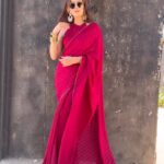 Fenil Umrigar Instagram – Gorgeous Red saree with all the new look & feel !♥️
Limited stock.
For this beautiful saree DM @rangoli_by_poonam