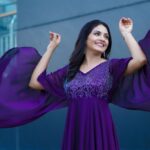 Gayathri Arun Instagram - 💜I'm living in my own little purple world!"💜 #purplelove Wearing @aatmabyamitha Jewellery @anokhi_priyakishore Photography @mj._.ashi Stylist @doms.2010 MUA @amal_ajithkumar MUA Assistant @aju_popz______