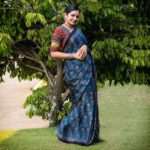 Gayathri Arun Instagram - Embracing Timeless Elegance🦋 Mua @amal_ajithkumar Stylist : @doms.2010 Costume: @byhand.in jewellery: @anokhi_priyakishore Photography: @dd.capture