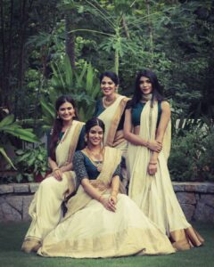 Indhuja Ravichandran Instagram - Its ONAM ♥️ 
Lets be happy and celebrate 🌺 

Wardrobe : @rehanabasheerofficial 
Photography : @kiransa 
Hair stylist : @salonvolum
Jewellery: @chennaigoldhouse 

#happyonam #godsowncountry #onamcelebration