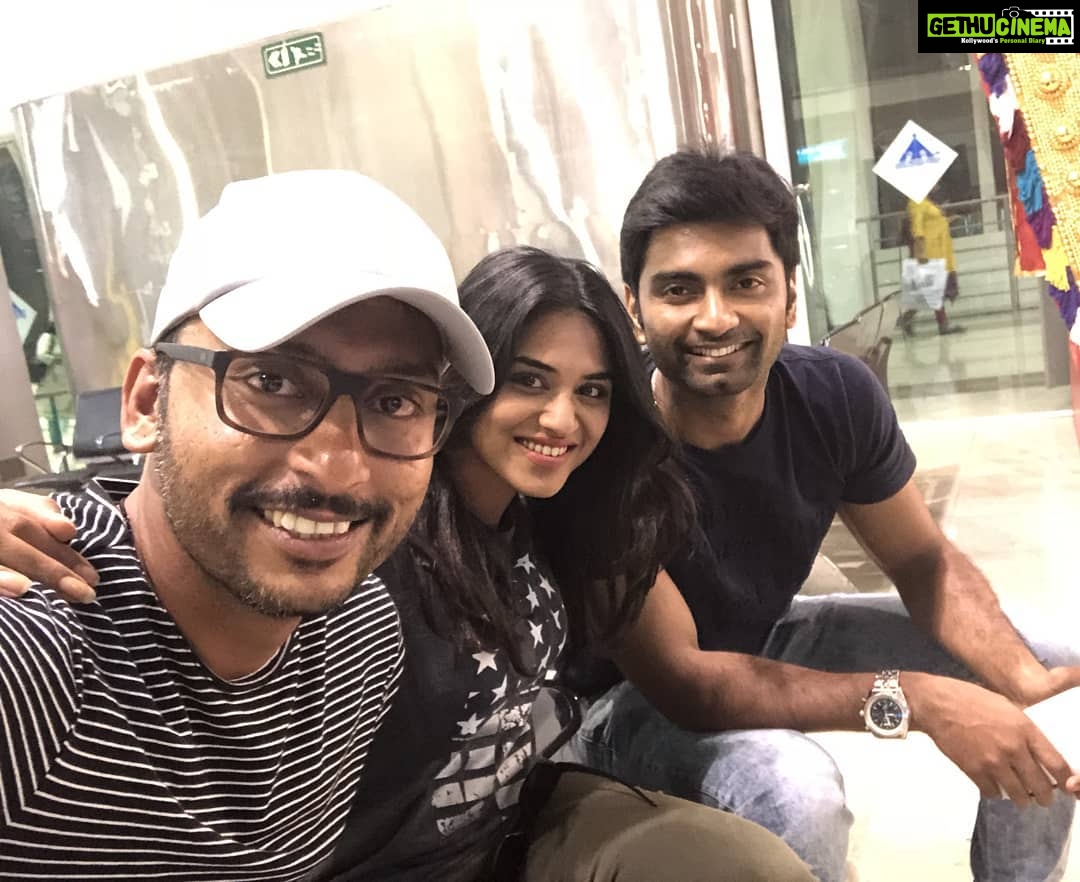 Indhuja Ravichandran Instagram - With @atharvaamurali & @irjbalaji #boomerang releasing tomorrow, Do watch it in theatre, support the team😊