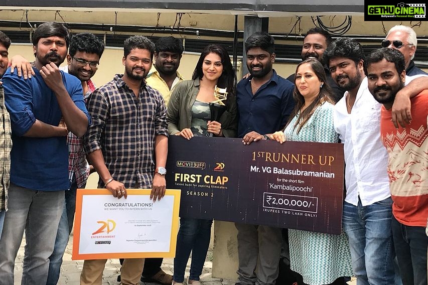 Indhuja Ravichandran Instagram - #KAMBALIPOOCHI short film won 2nd in #moviebuff !!! Happy to be a part of it 😊 all credits to the very talented @vg_bala !!! Wish to see u in the director seat soon 👍 tnq #suriya sir for the genuine initiative !!!!