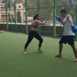 Ira Khan Instagram - Kick-boxing is clearly not my thing. What are my arms even doing?! Also... dropping Popeye is clearly not my thing either #fail #firstclass #surpriseattack 📸 @sahirahoshidar Mumbai, Maharashtra