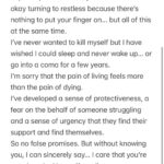 Ira Khan Instagram - TRIGGER WARNING: Suicide, depression To anyone feeling suicidal or contemplating suicide. Also, if I’ve over-stepped, my apologies. It was not my intention. #worldsuicidepreventionday #creatinghopethroughaction #suicidepreventionmonth #suicidepreventionawareness #suicidepreventiongatekeeper @suicidepreventionindia