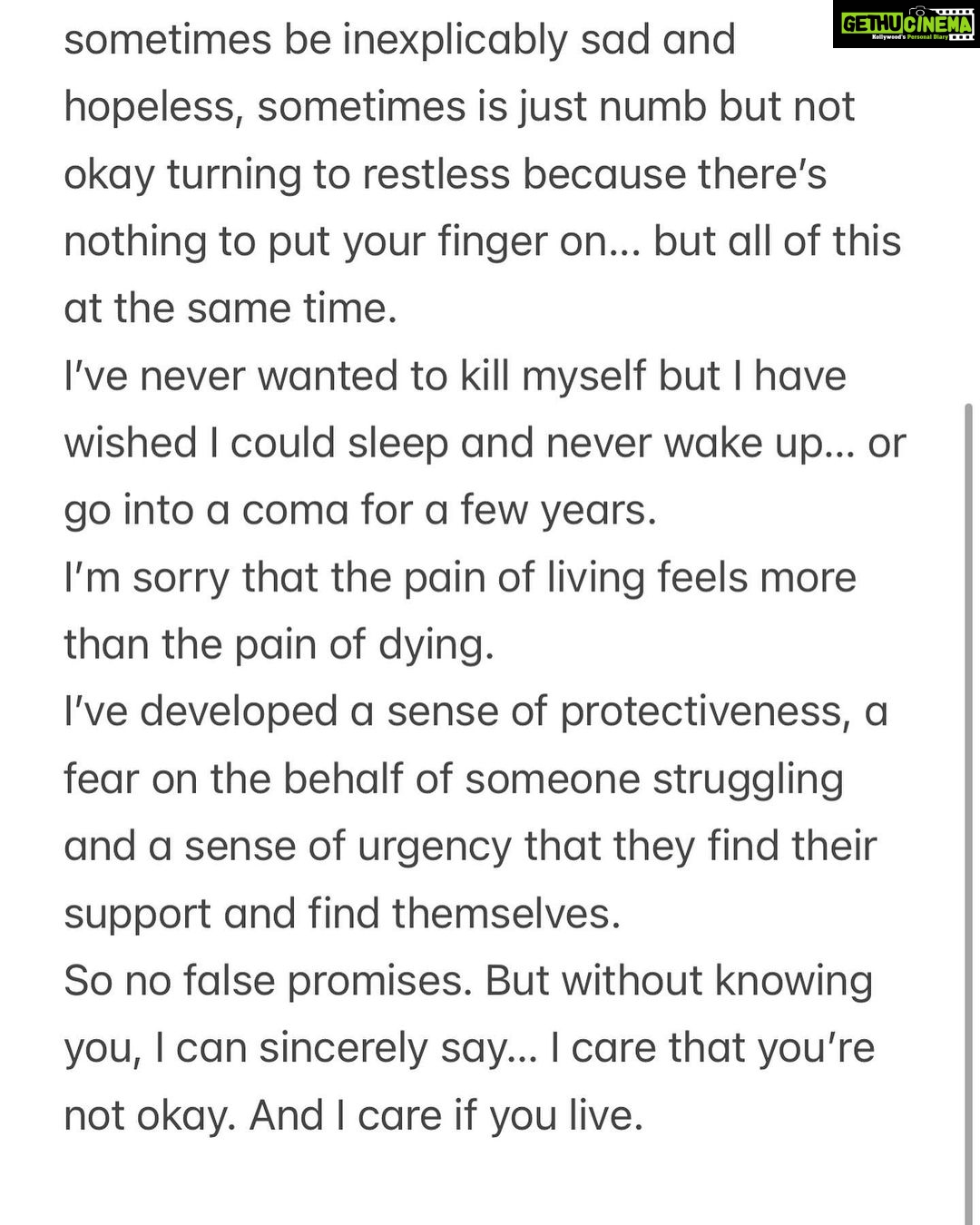 Ira Khan Instagram - TRIGGER WARNING: Suicide, depression To anyone feeling suicidal or contemplating suicide. Also, if I’ve over-stepped, my apologies. It was not my intention. #worldsuicidepreventionday #creatinghopethroughaction #suicidepreventionmonth #suicidepreventionawareness #suicidepreventiongatekeeper @suicidepreventionindia