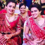 Janvi Chheda Instagram - Ladies in red!! I could die for these two😘😘 #ladyinred #indianwedding #veerdiwedding #traditional #saree #bandhani #gharchola #mehendi #nailart #nofilter