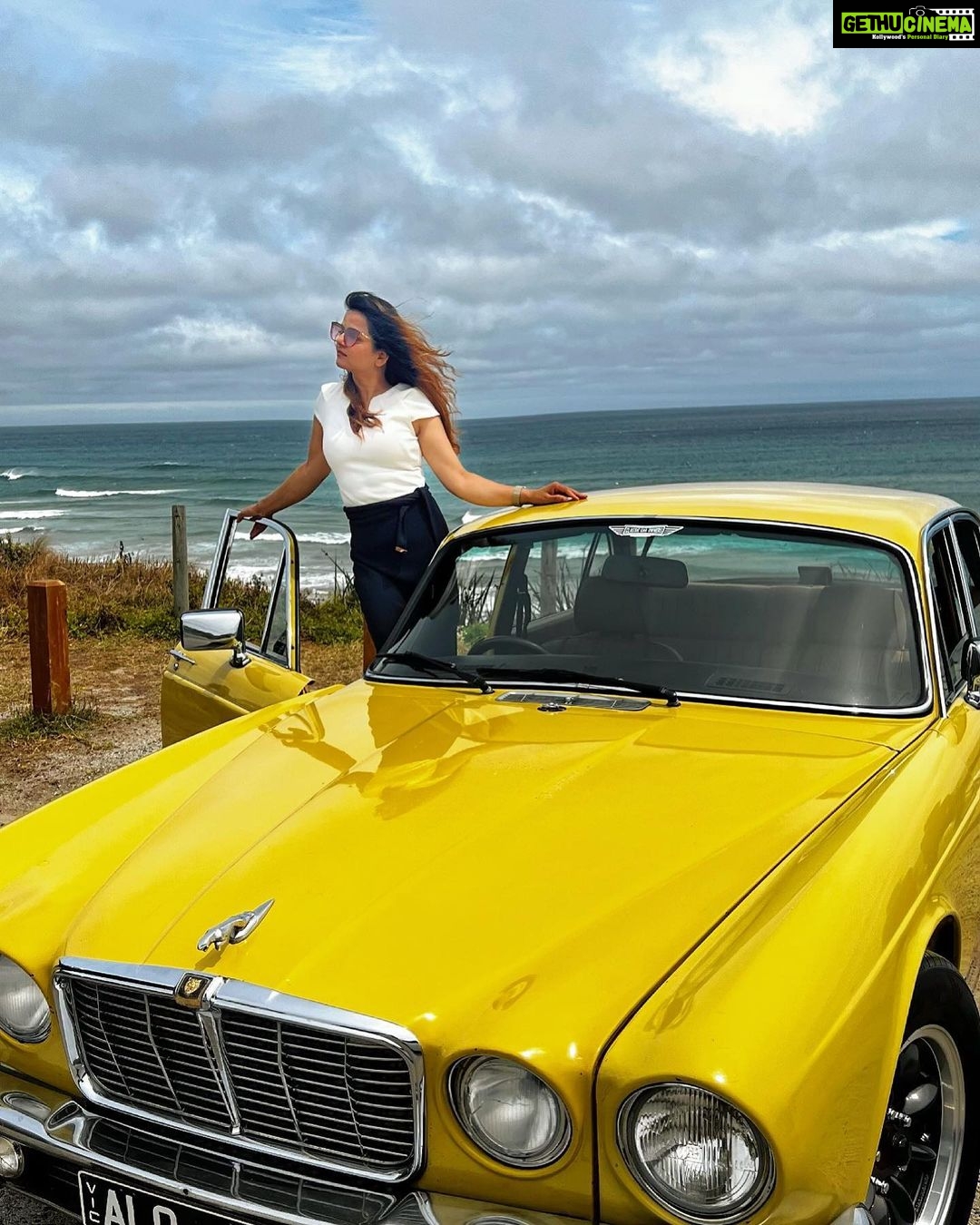 Jayshree Soni Instagram - It all starts with a dream. You me aur hum @adinlove6 #drivemecrazy #jaguar #vintagestyle #vintagejaguar #1974 #yellow #myfav #you #letsgo #longdrive #vintagefeel #2022 Victoria, Australia