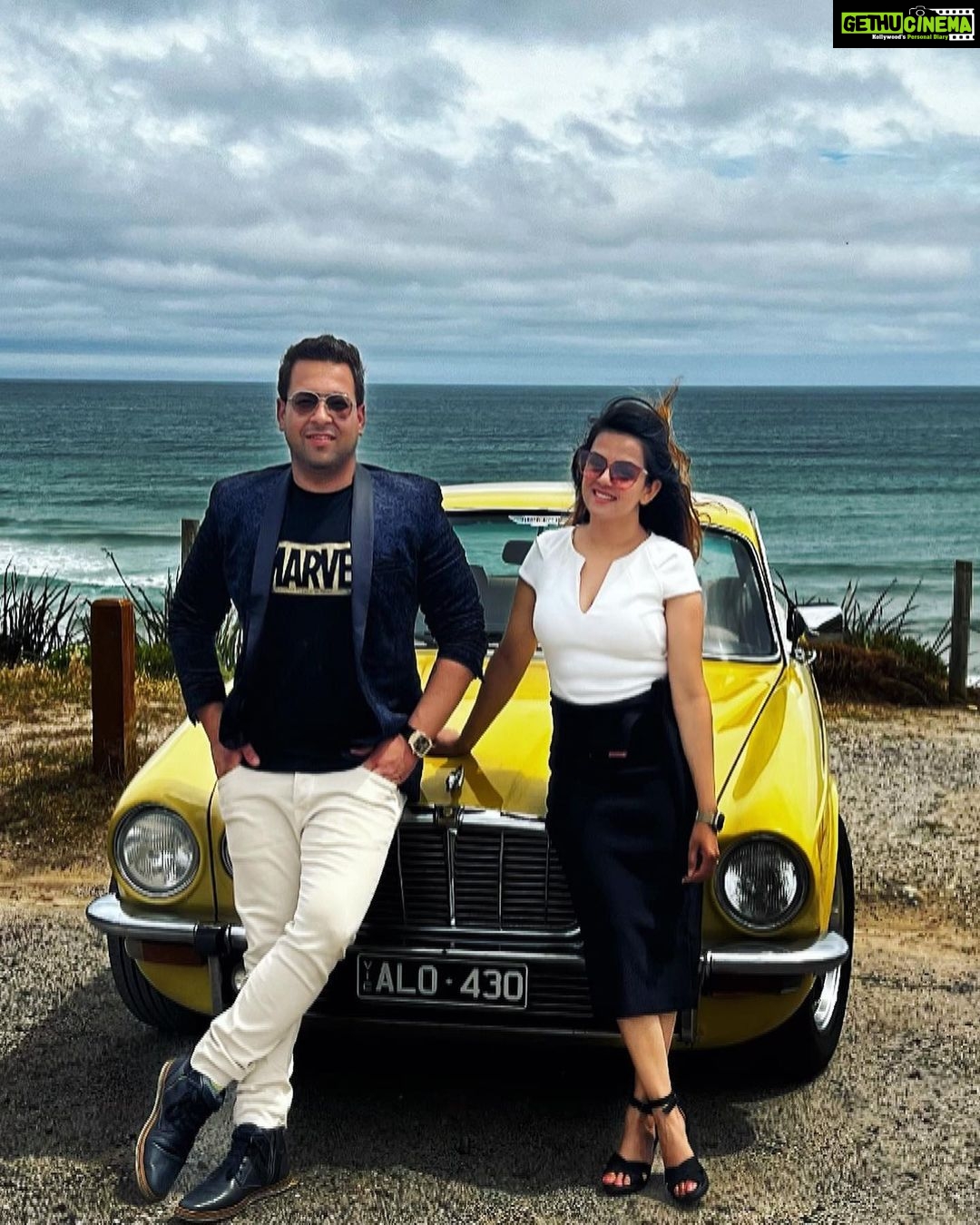 Jayshree Soni Instagram - It all starts with a dream. You me aur hum @adinlove6 #drivemecrazy #jaguar #vintagestyle #vintagejaguar #1974 #yellow #myfav #you #letsgo #longdrive #vintagefeel #2022 Victoria, Australia