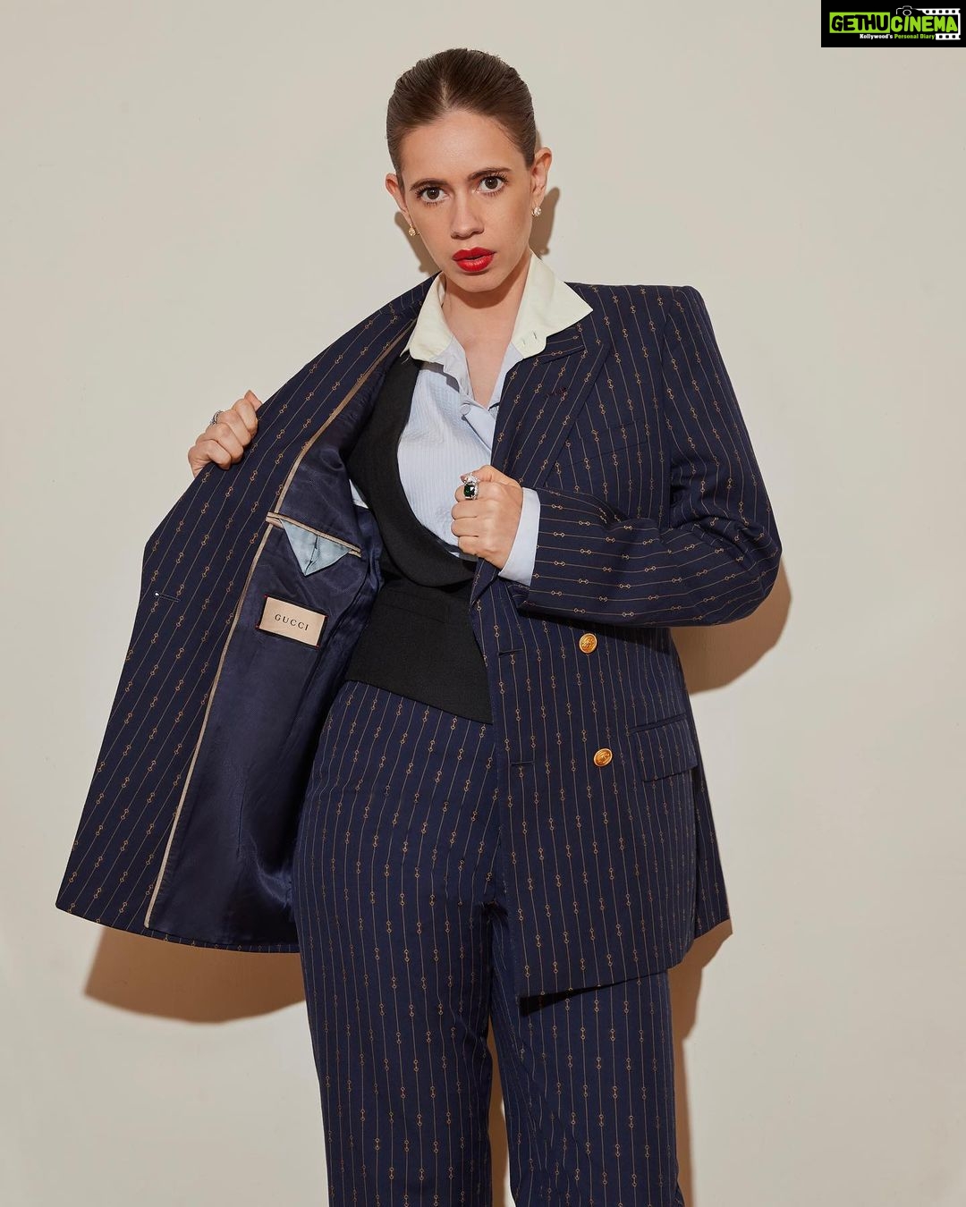 Kalki Koechlin Instagram - Gucci got my back Suit @gucci Earrings @blingsutra @ascend.rohank Rings @goldenwindow @ascend.rohank Shoes @louboutinworld Styled by @who_wore_what_when Photographer @thefirstclik #dressedinmybest #busanfilmfestival @busanfilmfest