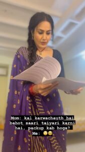 Kamya Punjabi Instagram - Yeh sach hai, it’s not just a reel 😃 P.S: That’s the script in my hand, guess the number of scenes 😀 #sanjog #gauri #zeetv