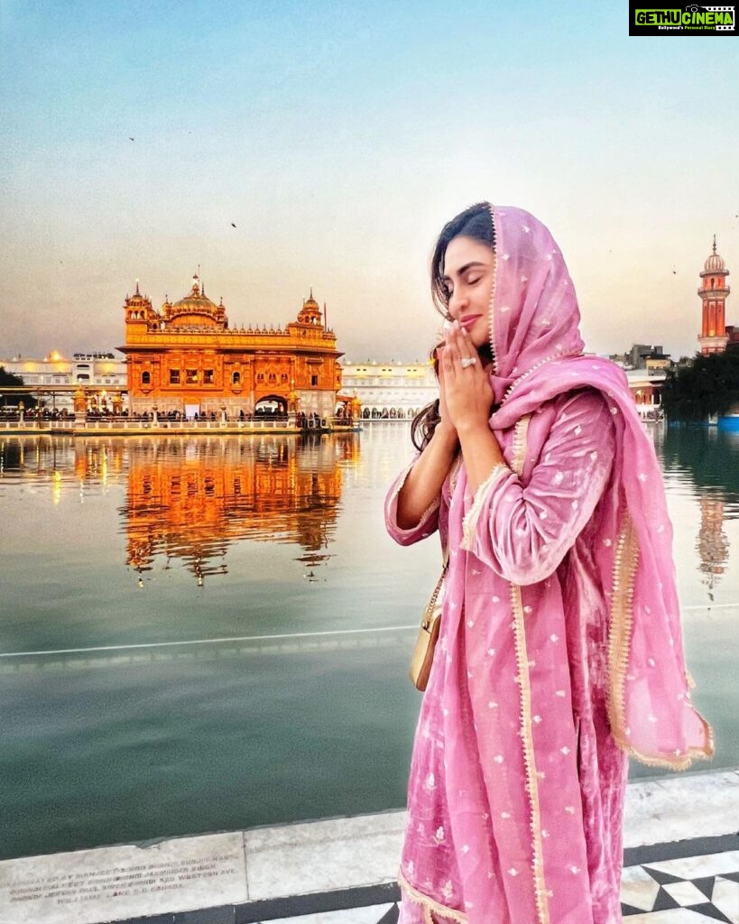 Krystle D'Souza Instagram - My second visit to the gold temple 4 years later… my heart is filled with sooo much gratitude. I apologise for all my complaining years ago and I am truly grateful for where I am today… mentally and emotionally ✨ When I look back I realise at that time I had to go through those lows in life, only to grow through them all 🤍 26th January 2023 I stand here with a heart so full and mind so much at peace. I have learned the true meaning of Sabr and Shukr ✨🙏🏻 . . . Outfit @shopmulmul . . . . #goldentemple #amritsar #darbarsahib #india #goldentempleamritsar #gurudwara #gurugranthsahibji #waheguru #ikonkarੴ🙏 #harmandirsahib Golden Temple,Amritsar
