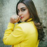 Krystle D'Souza Instagram - Yellow there 🐣 . . Outfit: @ranbirmukherjeeofficial Jewelery: @gehnajewellers1 HMU: @shaikhgalib Clicked by : @smileplease_25 Styled by: @dinky_nirh Filmcity Goregaon