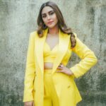 Krystle D'Souza Instagram - Yellow there 🐣 . . Outfit: @ranbirmukherjeeofficial Jewelery: @gehnajewellers1 HMU: @shaikhgalib Clicked by : @smileplease_25 Styled by: @dinky_nirh Filmcity Goregaon